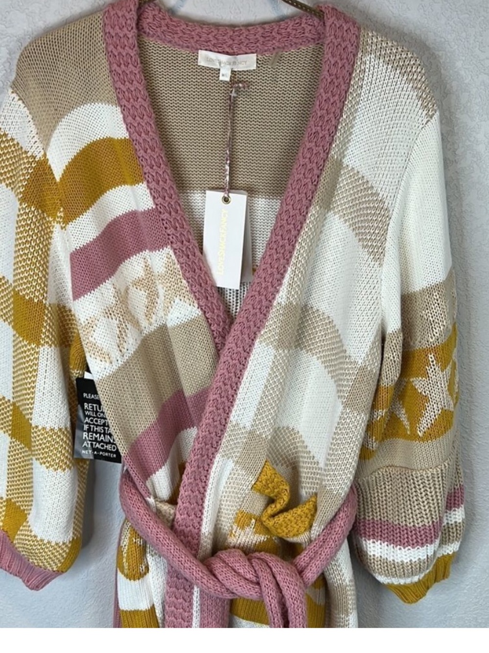 LoveShackFancy Grayson Duster Cardigan Desert Sunset M/L Belted Star Cotton - Picture 6 of 15